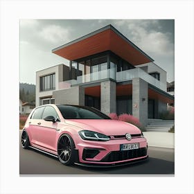 Pink Volkswagen Golf R 3 Toile