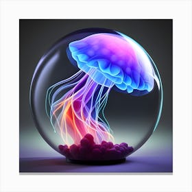 Jellyfish In A Glass Ball Canvas Print