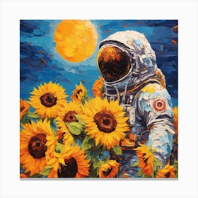 Astronaut In Sunflowers Canvas Print