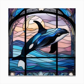 Orca, killer whale, stained glass, pastel Canvas Print