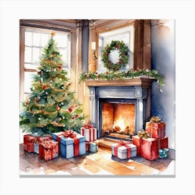 Christmas Tree And Presents 11 Canvas Print