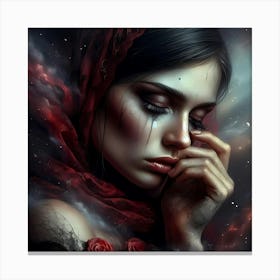 Girl In A Red Scarf Canvas Print