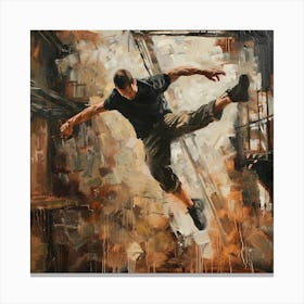 A Parkour Movement Oil Painting Dancer Canvas Print