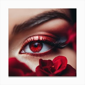 Red Eye With Roses Canvas Print