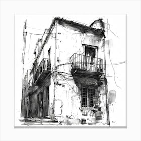 Sketch Of An Old Building Canvas Print