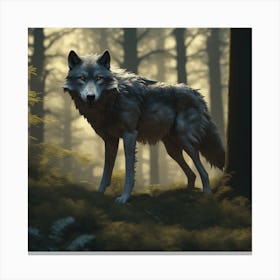 Wolf In The Woods 49 Canvas Print