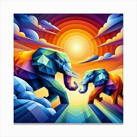 The Loyal Lovers Elephants Canvas Print