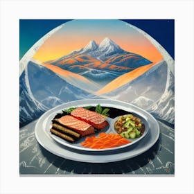 Dragon Age But The Label Of A Decorated Plate Of Food And Vegetables Canvas Print