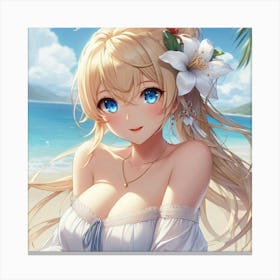 Anime Girl On The Beach 4 Canvas Print