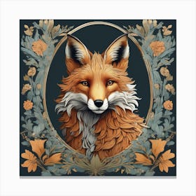 william morris inspired fox portriat Canvas Print