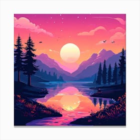 Sunset Landscape Canvas Print