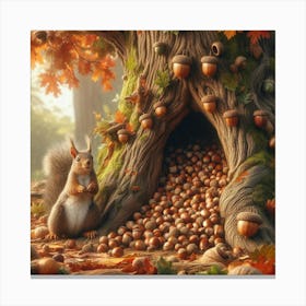 Squirrel In A Tree Canvas Print