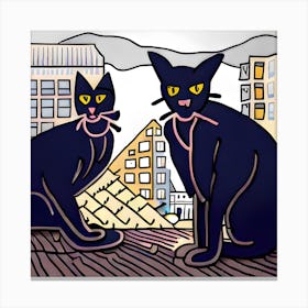 Cats On The Roof Canvas Print