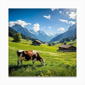 Cow Grazing In The Alps Canvas Print