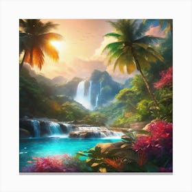 Waterfall In The Jungle 4 Canvas Print