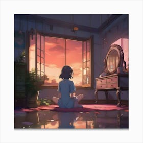 Manga Girl In A Room 8 Canvas Print