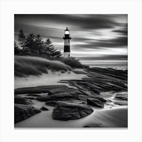 Black And White Lighthouse 2 Canvas Print