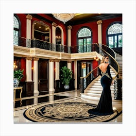 Model Female Mansion Luxury Estate Glamour Fashion Style Elegant Opulent Wealth Rich Gra (7) Canvas Print