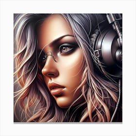 Dj Girl With Headphones Canvas Print