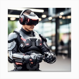 Futuristic Man In Futuristic Suit 29 Canvas Print