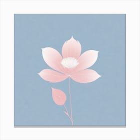 A White And Pink Flower In Minimalist Style Square Composition 207 Canvas Print