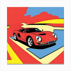 Neon Colors and Speed Lines Automotive Art Canvas Print