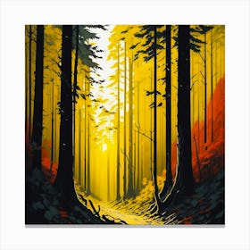 Yellow Forest Path Canvas Print