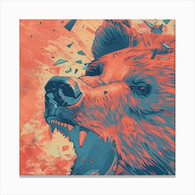 Bear Market Symbols With Shattered Glass Effects Canvas Print