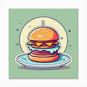 Hamburger On A Plate 137 Canvas Print