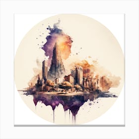 Cityscape Watercolor Painting.A fine artistic print that decorates the place. Canvas Print