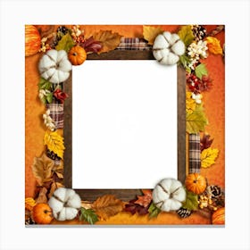 A Seasonal Thanksgiving Frame Design Featuring A Round Cotton Chaplet Layered With Autumn Leaves Ad (4) Canvas Print