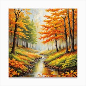 Forest In Autumn In Minimalist Style Square Composition 350 Canvas Print