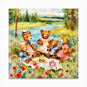 Bear Family Picnic Canvas Print