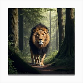 Lion In The Forest 1 Canvas Print