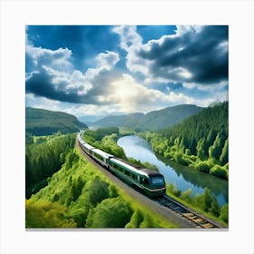 Travel Sky Train Scenery Forest Summer Landscape View Freight Bay Sunlight Green Beautif (4) Canvas Print