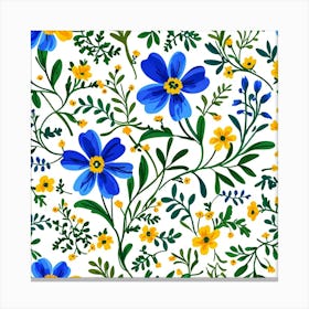 Blue And Yellow Flowers 2 Canvas Print