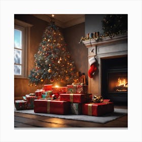 Christmas Tree With Presents 35 Canvas Print