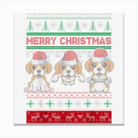 Ugly Christmas Sweater Beagle Cute Beagle Santa Hat Funny Canvas Print