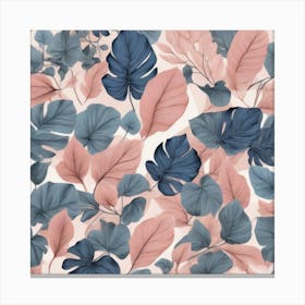 Pink And Blue Leaves 1 Canvas Print