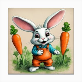 Bunny With Carrots 1 Canvas Print