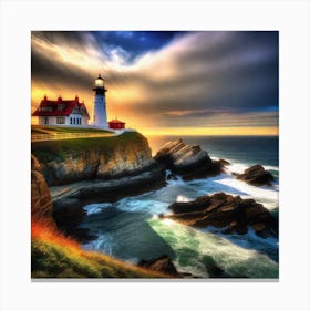Lighthouse At Sunset 5 Canvas Print