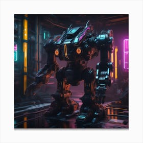 Robot In A Futuristic City 1 Canvas Print