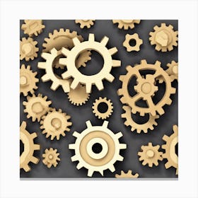 Gears On A Black Background 33 Canvas Print