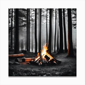 Campfire In The Forest 6 Canvas Print