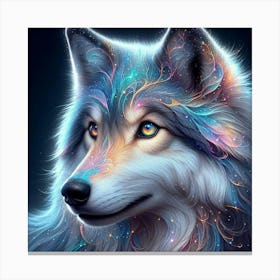 Electric Fantasy Wild Wolf Face 4 Canvas Print