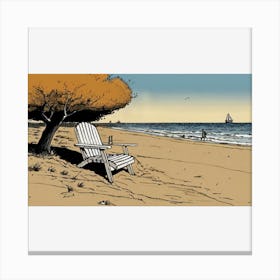 Adirondack Chair On The Beach Canvas Print