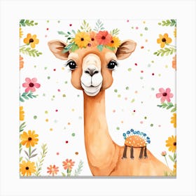 Floral Baby Camel Nursery Illustration (22) Canvas Print
