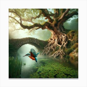 Kingfisher In The Mist 4 Canvas Print