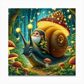 Gnome On A Snail 2 Canvas Print