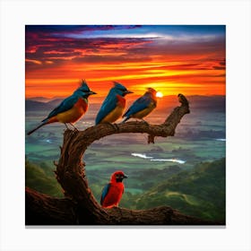 Birds At Sunset 3 Canvas Print